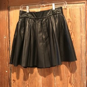 Alice and Olivia Pleated Leather Skirt